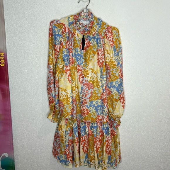 NWT Hunter Bell Blakely Dress Flower Patchwork Silk Medium - Picture 2 of 15